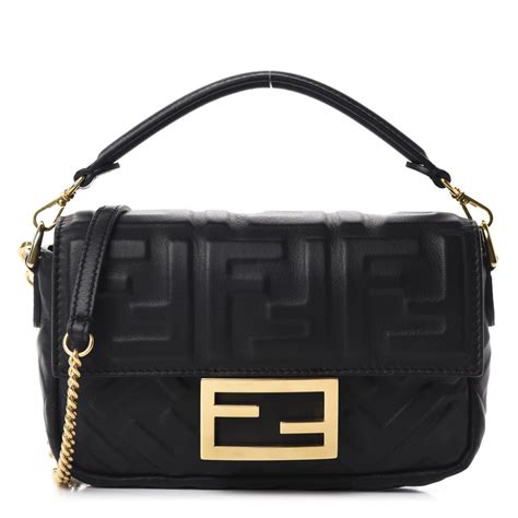 FENDI Nappa FF 1974 Embossed Mini Baguette 